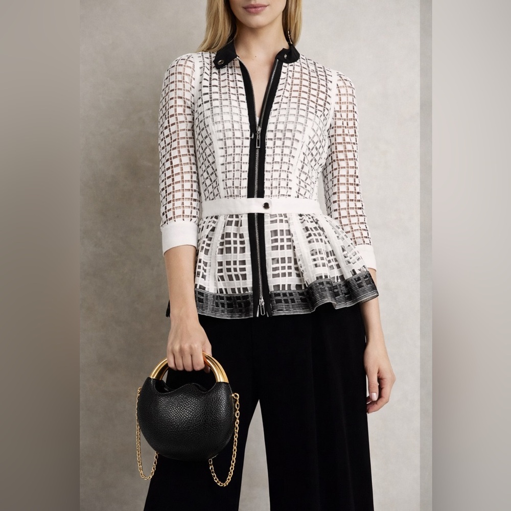 Anthropologie Beguile by Byron Lars Laced Peplum Jacket size 8 - Picture 3 of 10